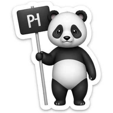 Сделай эмодзи где стоит панда у нее в руках табличка а на табличке написано @ph1lanthropov sticker