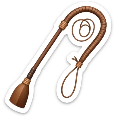 cowboy whip object icon, coiled leather whip, wooden handle, western style, 3D cartoon, mobile game icon style, centered, clean background, soft shadow, no text, no watermark
 sticker