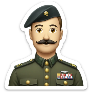 Homme moustache en tenue militaire le bras sticker