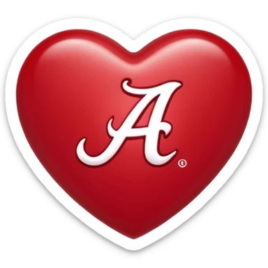 crimson heart with script a for alabama sticker