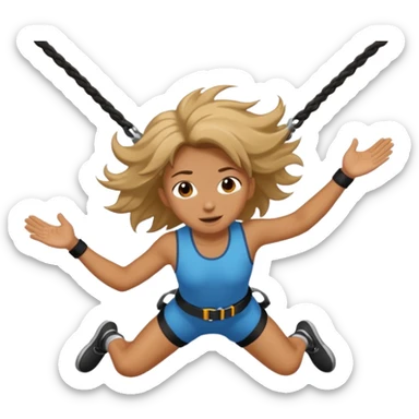 bungee jumping face only with hair flying sticker