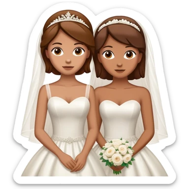 two tan women with brown hair getting married sticker