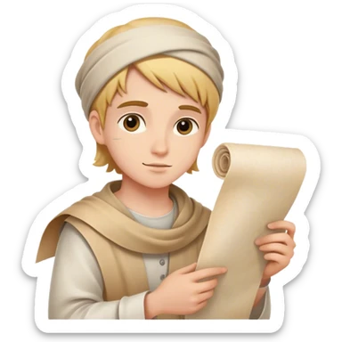young artist with rolled up parchment sticker