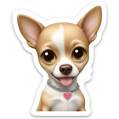 Brown and white chihuahua in the arms of a blond girl  sticker