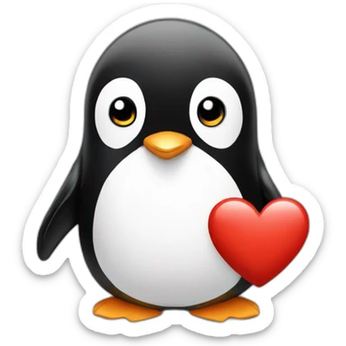 Pinguin-with-heart sticker