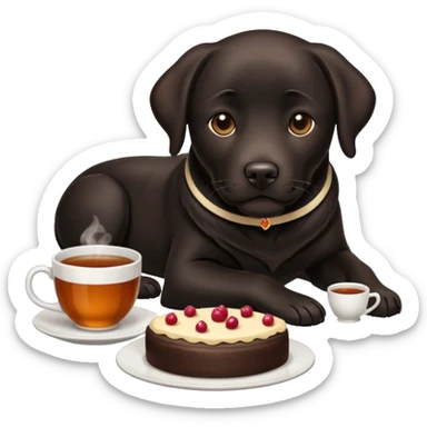 Cup of Tea cake black Labrador  sticker