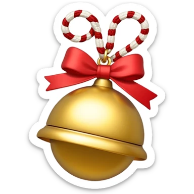 cute jingle bell with red and white rope and floral decoratons sticker