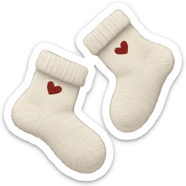 Wool Socks: Cozy wool socks with a soft, fuzzy texture, in neutral tones, perhaps with tiny heart or snowflake patterns. sticker