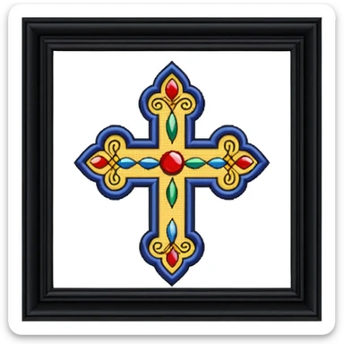 Framed cross-stitch sticker