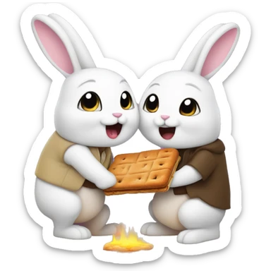 2 bunnies being huged by a smore sticker