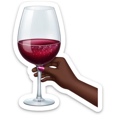 Glass of red wine with glitter  sticker