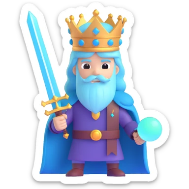 Viego from League of Legends, stylized, focus on his crown and sword, ghostly blue-green glow sticker