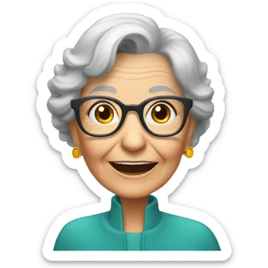 88 year old woman wearing glasses and hearing aids  sticker