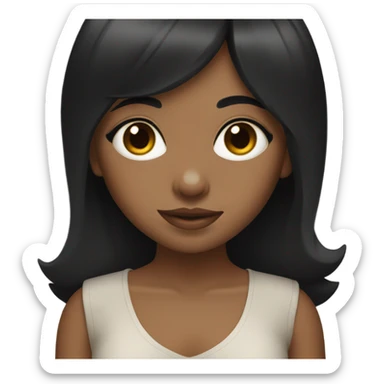 brown girl with short bangs and black hair, young sticker