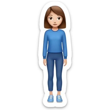 fille  en entier cheveux bruns tres long et lisse sticker