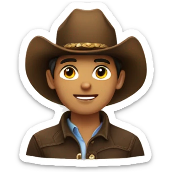 brunnette boy with cowboy hat sticker