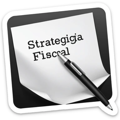 paper with a pen that says Estrategia Fiscal sticker
