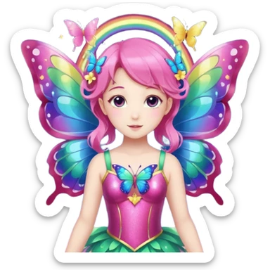 (1 Rainbow Glitter Magical Girl With Butterfly Wings), (1 Hot Pink Magical Girl With Butterfly Wings)(3 Sun Magical Girl With Butterfly Wings)(1 Moon Magical Girl With Butterfly Wings)(1 Aurora Borealis Magical Girl With Butterfly Wings)(1 Galaxy Magical Girl With Butterfly Wings) sticker