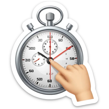 Stopwatch showing 1 minute and 58 seconds, hands pointing just before the 2-minute mark, symbolizing the two-minute rule in productivity sticker