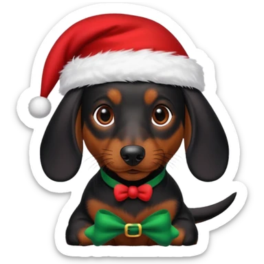 Black christmas dachshund  sticker