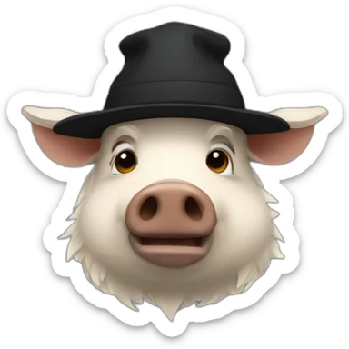 doomer boar with stubble in a black winter hat sticker