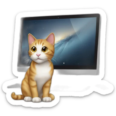 cat in front of pc sticker