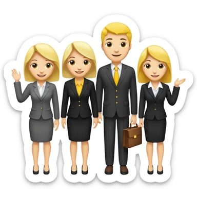 4 people, two man and two women,yellow skin office style sticker