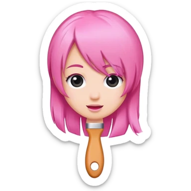 pink hair brush sticker