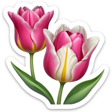 Una ovejita con un tulipán rosa al lado sticker