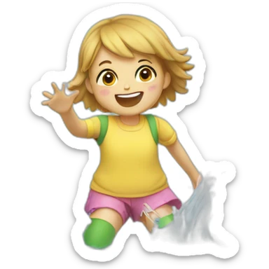 Little Girl splashing in water with wellingtons on sticker