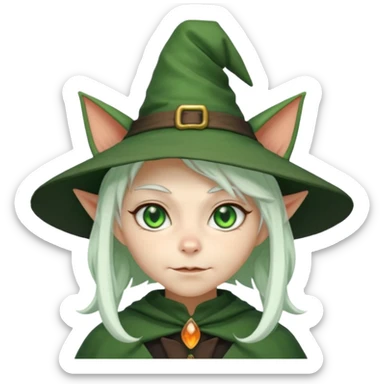 Goblin girl witch white hair, and cats ears 
 sticker