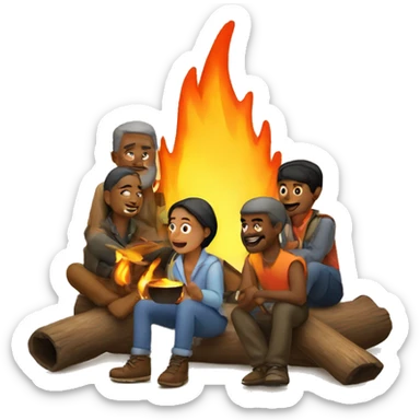 people sitting at a campfire sticker
