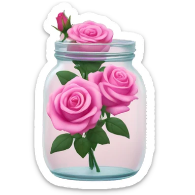 Pink roses in jar  sticker