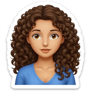 Fille brune cheveux bouclé long peau légèrement bronzé  sticker