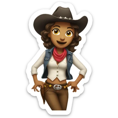 A dancing cowgirl  sticker