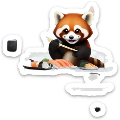 Red panda in a cybertruck eating sushi sticker