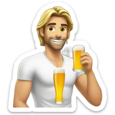 camille lacourt with a beer sticker