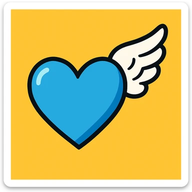 Blue sky blue heart with an angel wing sticker