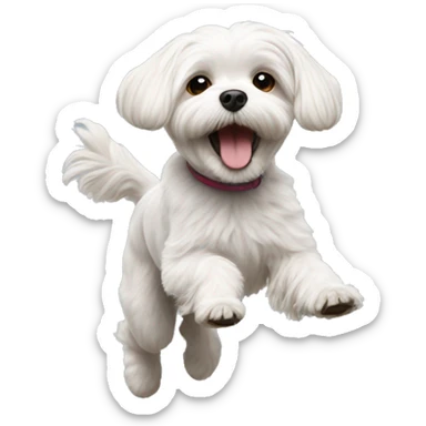 Maltese jumping on back legs sticker