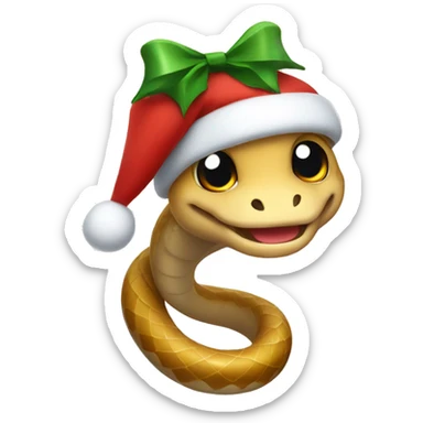 cute snake in a Christmas cap sticker