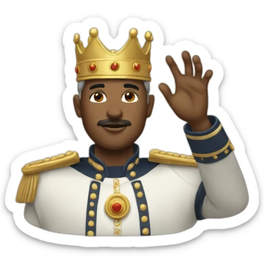 a king saluting with two hands sticker
