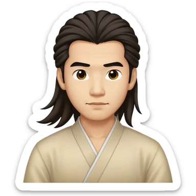 Asian man with long hair half up do sticker
