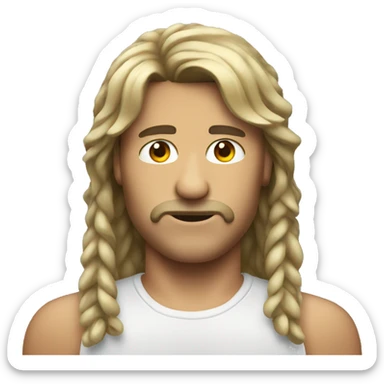 Emoji with mullet side eyeing sticker
