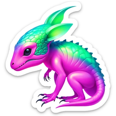 Tropical futuristic lush neon Fionbri-Vernid-creature (full body) sticker