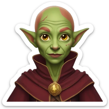 Red bald female goblin wizard sticker