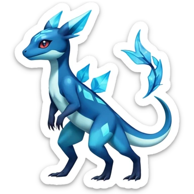 Colorful Dark Shiny Exotic Salandit-Aurorus-Glaceon-Fakémon-hybrid-creature (full body)  sticker