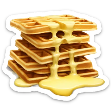 Stack of waffles with a square of butter on the top sticker