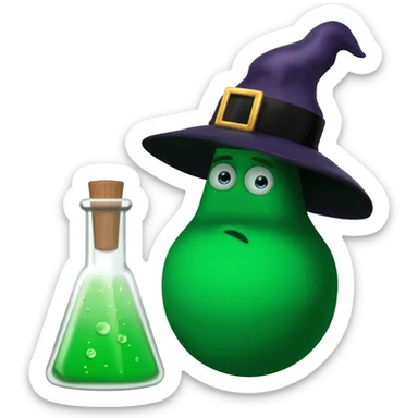 green witch cooking potion sticker