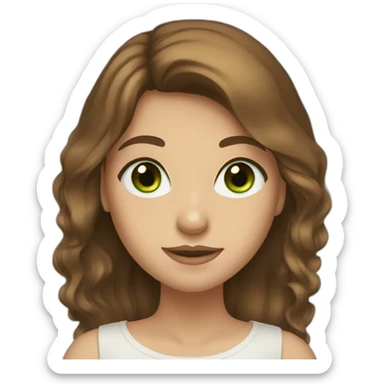green eyes and long brown hair girl sticker