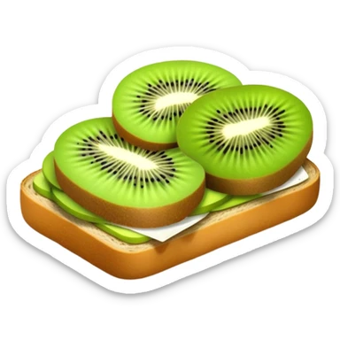 Kiwi sandwich with sliced kiwi fruit between bread slices sticker